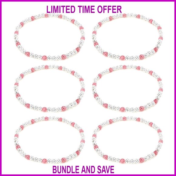6-Piece Baseball Beaded Necklace Set Resin Rhinestone 52cm Expandable